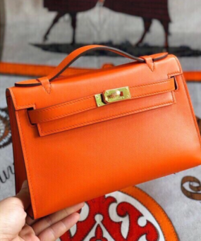 에르메스 미니 켈리백22 오렌지 금장 스위프트